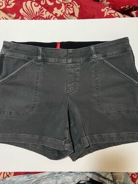 SPANX Charcoal Gray High-Rise Jean Shorts